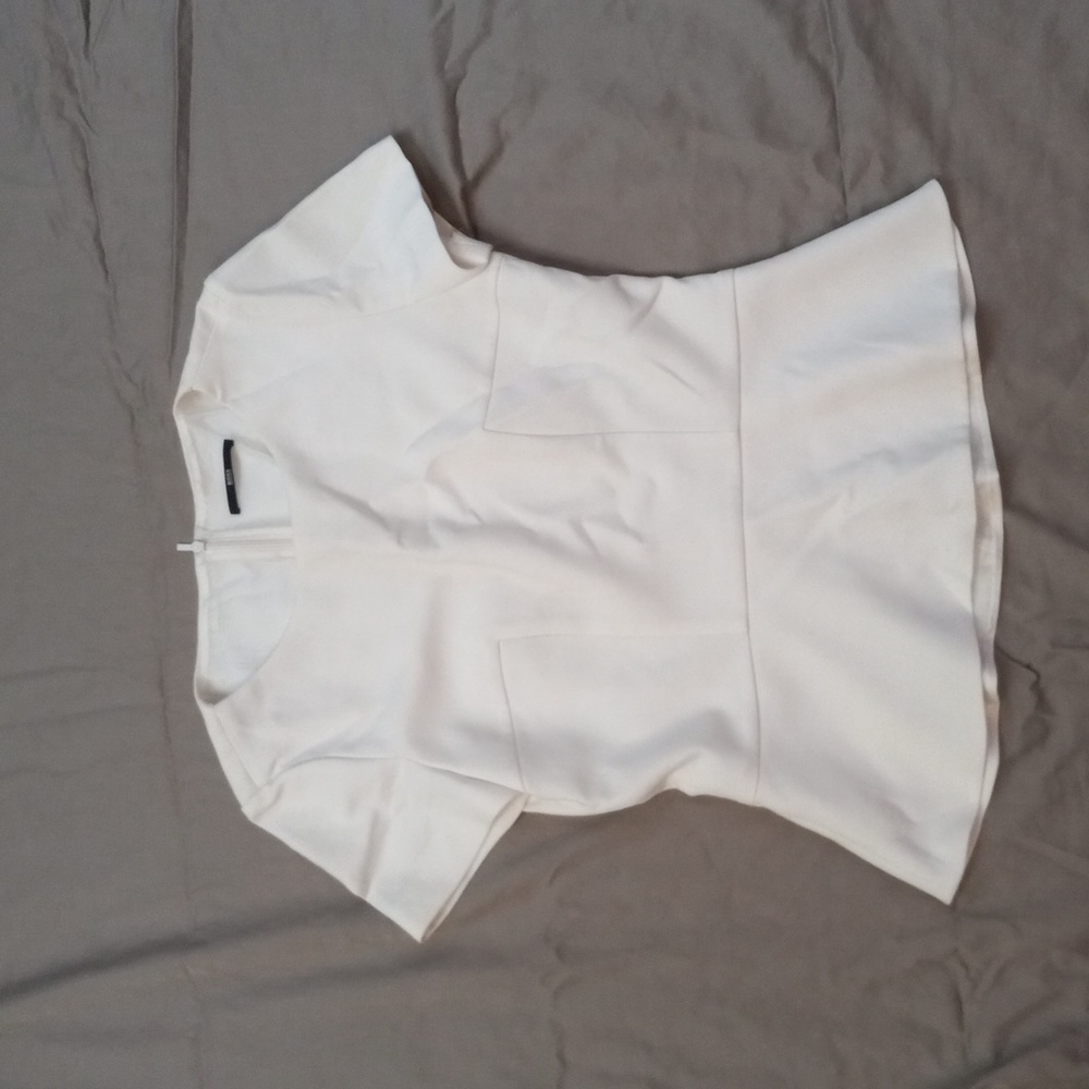 Hugo Boss White Short Sleeve Peplum Top